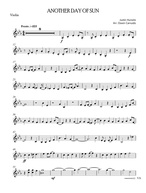 Another Day Of Sun (Arr. Oswin Carruido) - Justin Hurwitz, Benj Pasek, Justin Paul (Instrumental Duet and Piano)