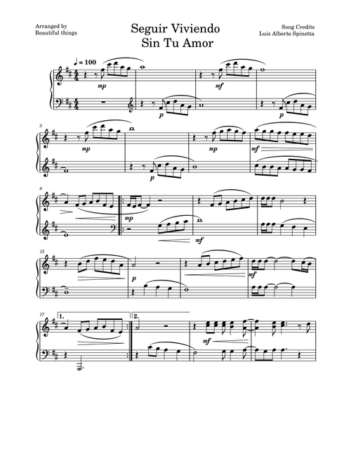 Seguir Viviendo Sin Tu Amor (Arr. Beautiful things) - Luis Spinetta (Instrumental Solo)