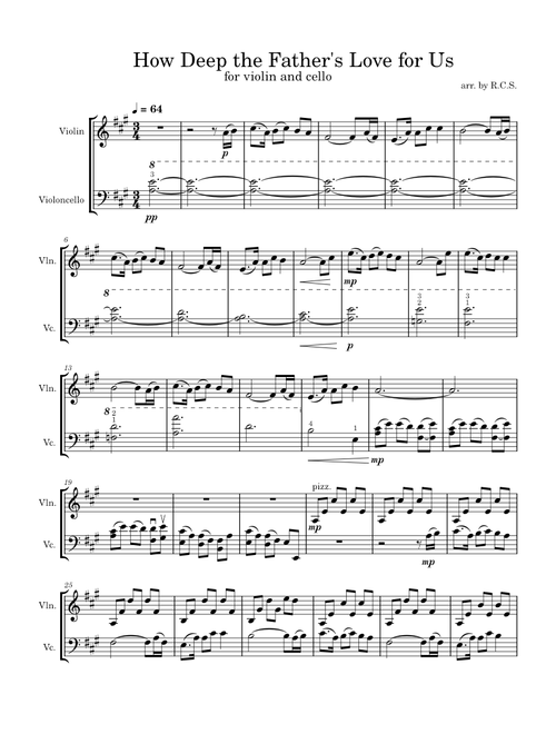 How Deep the Father's Love for Us, For Violin and Cello