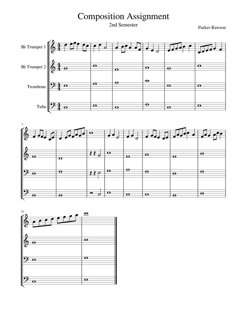 Composition Assignment 2- Honors Band Sheet music for Trombone, Tuba ...