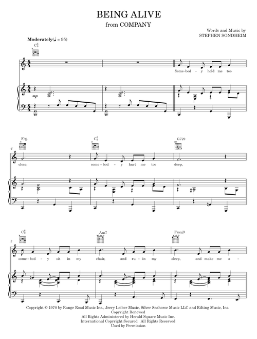 Being Alive - Company Musical, Stephen Sondheim (Piano-Vocal-Guitar)