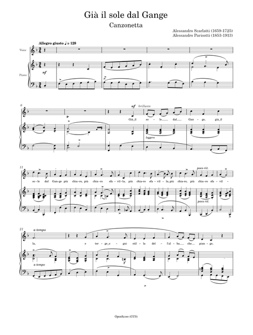 Già il sole dal Gange - Medium voice - FAM – Alessandro Scarlatti