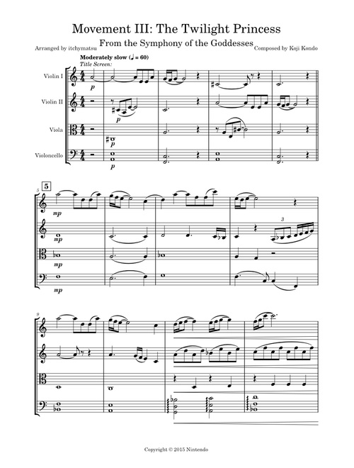 Symphony of the Goddesses – Chad Seiter (Movement III - The Twilight Princess for String Quartet)