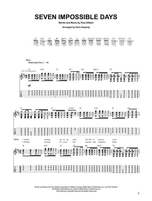 Seven Impossible Days (Arr. Alvin Ampang) - Mr. Big (Guitar Tab)