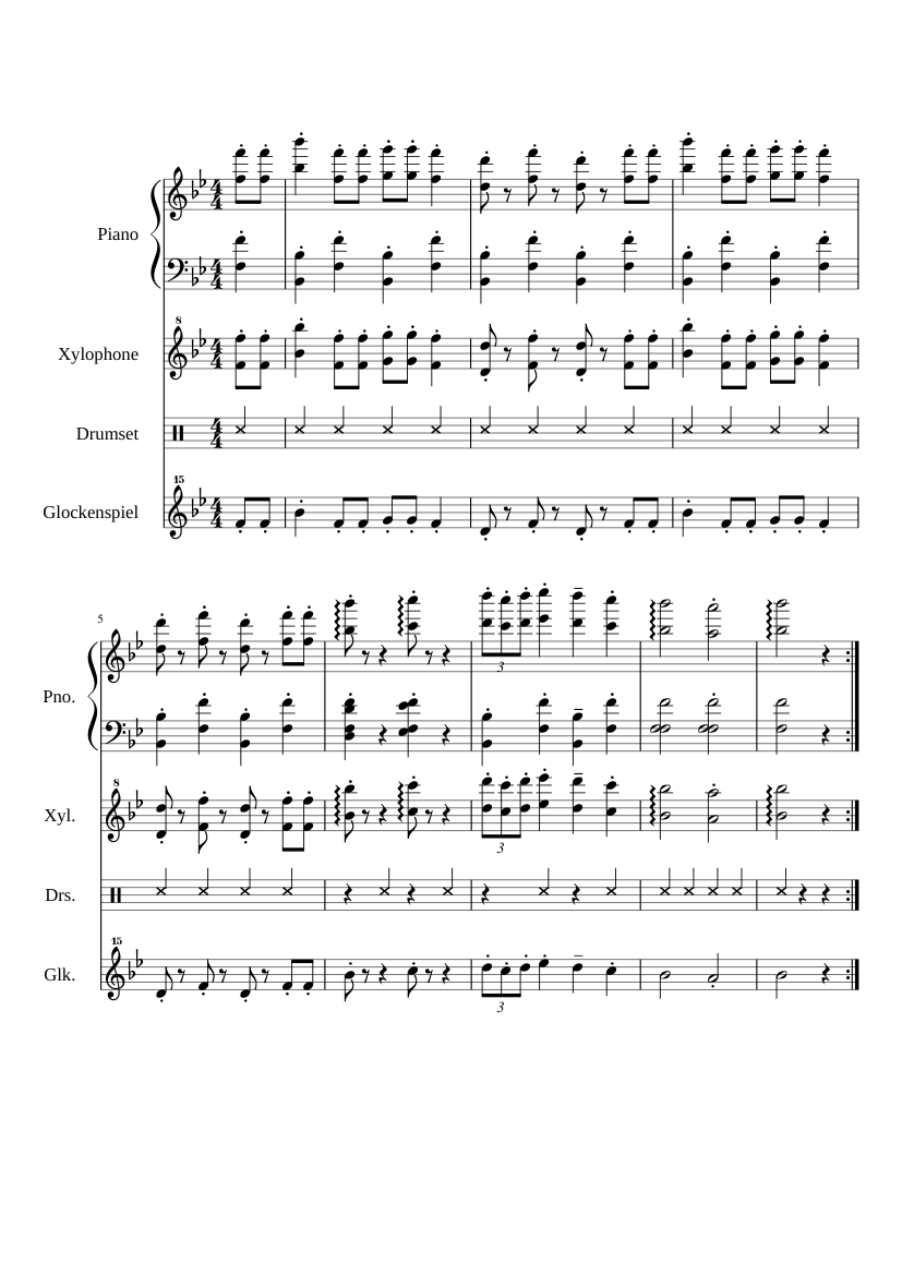 Marionette Theme Music Box Fnaf 2 Full Tab Sheet Music For Piano Glockenspiel Drum Group Xylophone Mixed Quartet Musescore Com