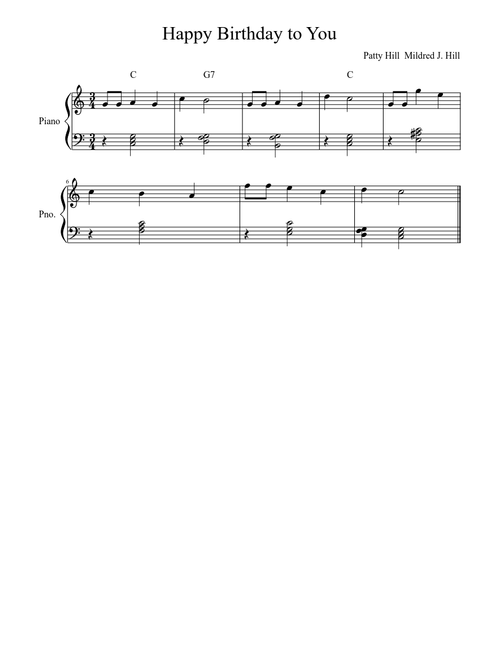 Happy Birthday (To You) C Major