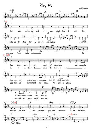 Play Official version of Play me Sheet Music by Neil Diamond for Piano ...