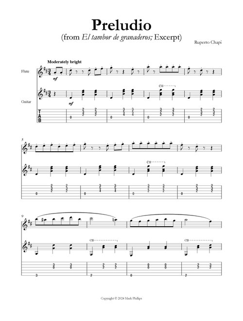 Preludio (from El tambor de granaderos) (Arr. Mark Phillips) - Ruperto Chapí (Instrumental Duet)