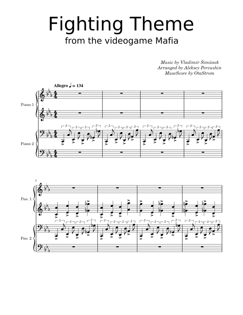 Mafia: Fighting Theme Sheet music for Piano (Solo) | Musescore.com
