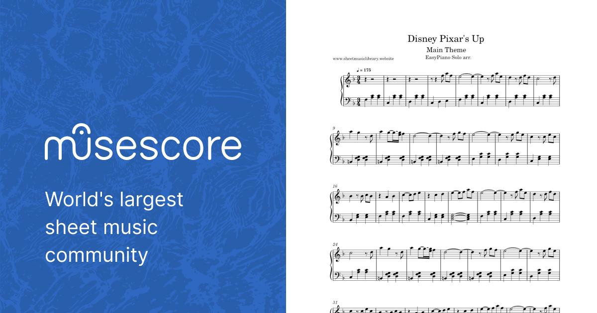 Disney Pixar's Up Main Theme Easy Piano Solo Walt Disney Animation