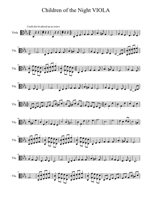 [My Little Pony; Friendship Is Magic] Children of the Night (Viola Arrangement)