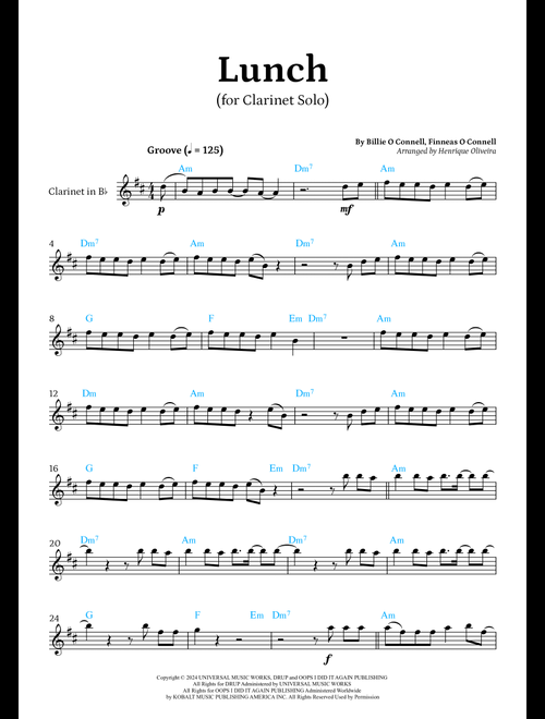Lunch (Arr. Henrique Oliveira) - Billie Eilish (Clarinet Solo)