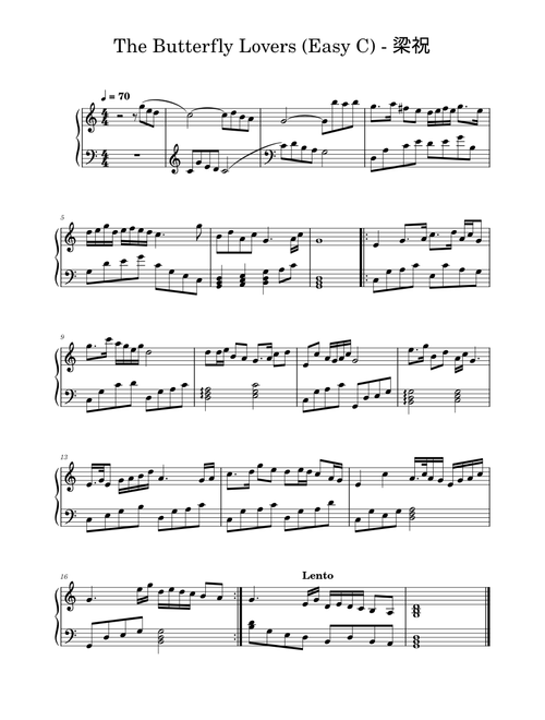 The Butterfuly Lovers – 何占豪、陈钢 (Easy C) - 梁祝