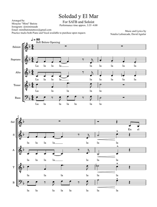 Soledad Y El Mar (Arr. Miraylee "Mimi" Batista) - David Aguilar, Maria Natalia Lafourcade Silva (Choral, SATB)