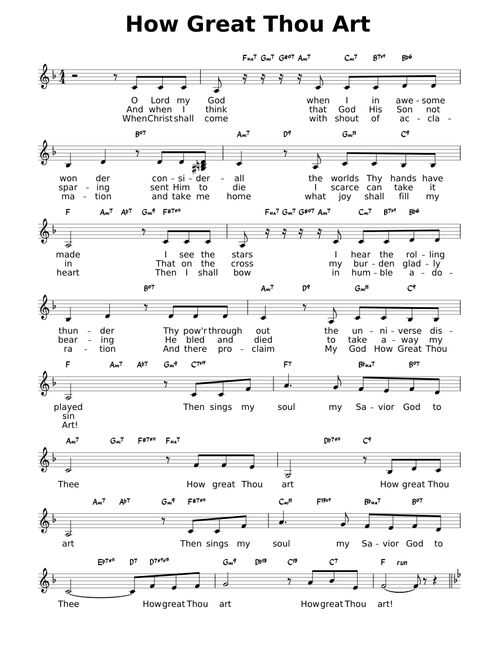 How Great Thou Art F to Bb