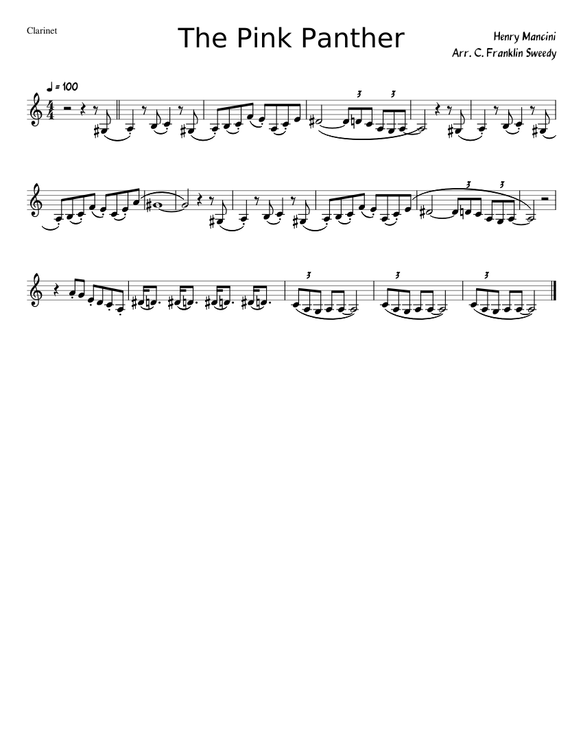 Pink panther bass clarinet discount