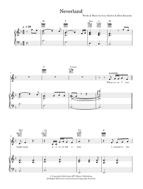 Neverland (from 'Finding Neverland') - Eliot Kennedy, Gary Barlow (Piano-Vocal-Guitar (Piano Accompaniment))