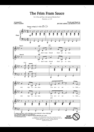 Frim Fram Sauce - Joe Ricardel Sheet Music with Chords for Synthesizer ...