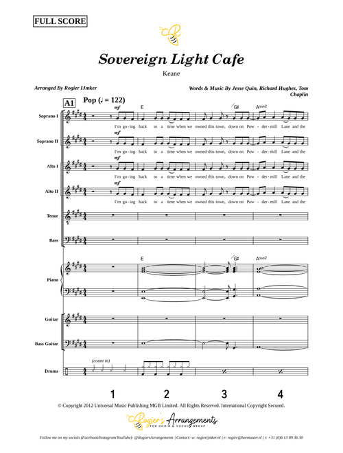 Sovereign Light Cafe (Arr. Rogier Ijmker) - Keane (Choral, SATB divisi)