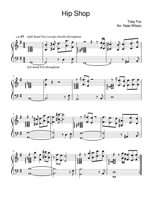 Deltarune - Hip Shop (for piano)