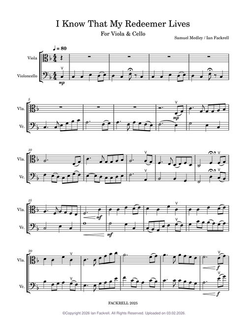 I Know That My Redeemer Lives – Viola and Cello Duet