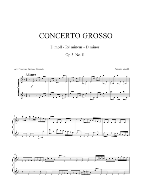 Concerto Grosso in D minor Op.3 No. 11- Antonio Vivaldi