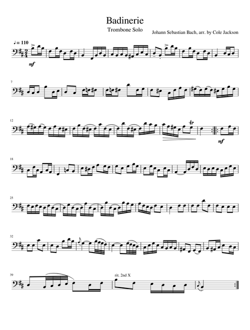 Badinerie | Trombone Solo