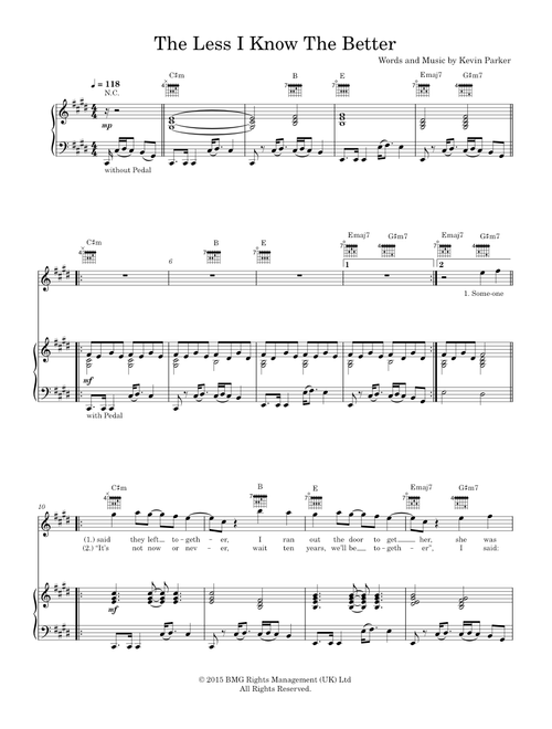 The less i know the better - Tame Impala (Piano-Voice-Guitar)