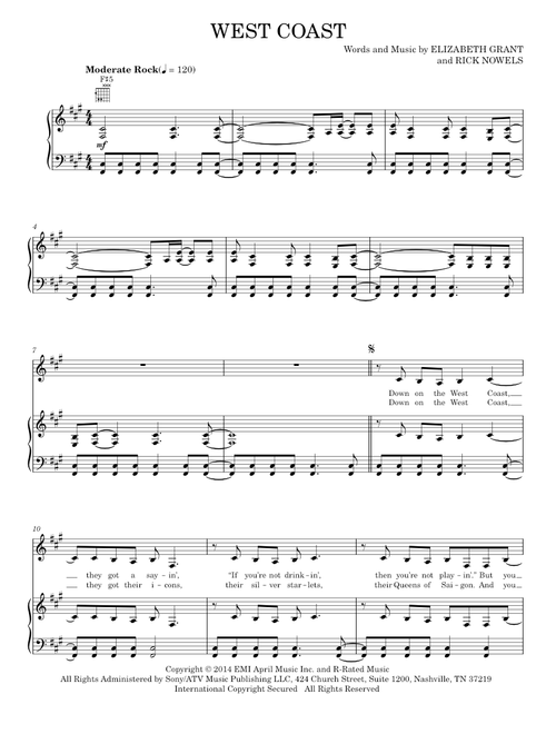 West coast - Lana Del Rey (Piano-Vocal-Guitar)
