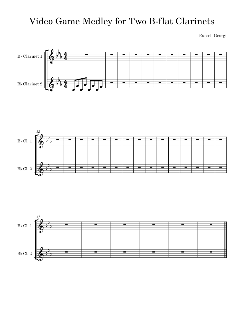 Toby Fox Video Game Medley for Two Bflat Sheet