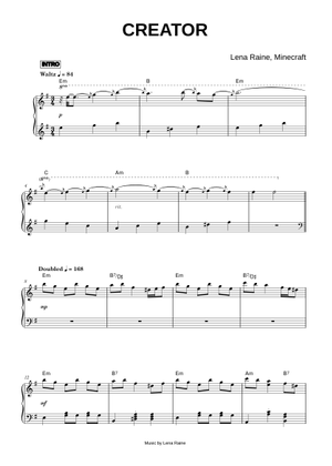 Creator – Lena Raine (Minecraft Music Disc) Sheet Music for Piano (Solo ...