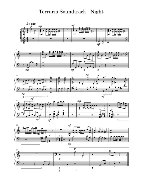 Terraria OST – Scott Lloyd Night (Piano)