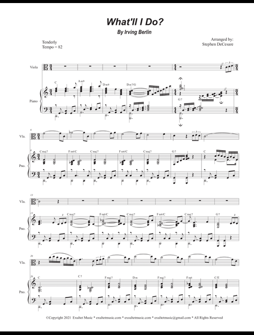 What'll I Do? (Viola solo and Piano) (Arr. Stephen DeCesare) - Irving Berlin (Viola and Piano)