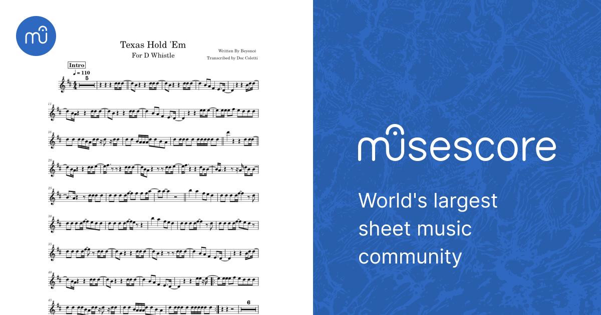 TEXAS HOLD 'EM – Beyoncé - For Irish Whistle Sheet Music for Flute ...
