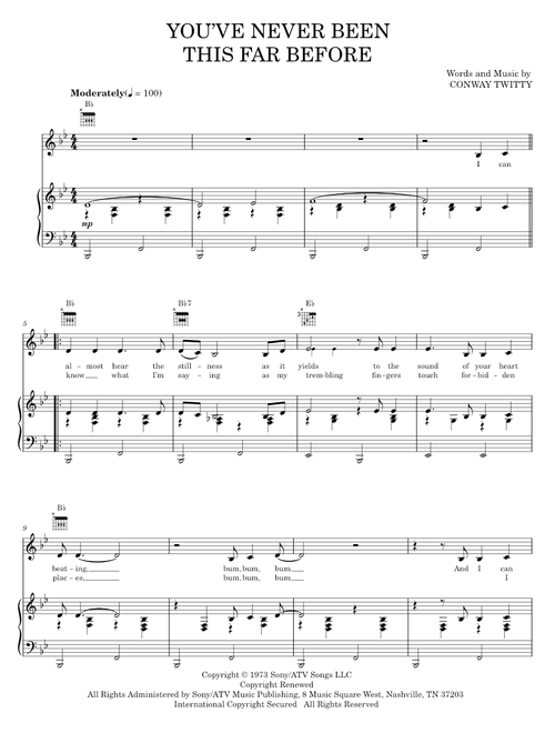 You've Never Been This Far Before - Conway Twitty, Emmylou Harris (Piano-Vocal-Guitar)
