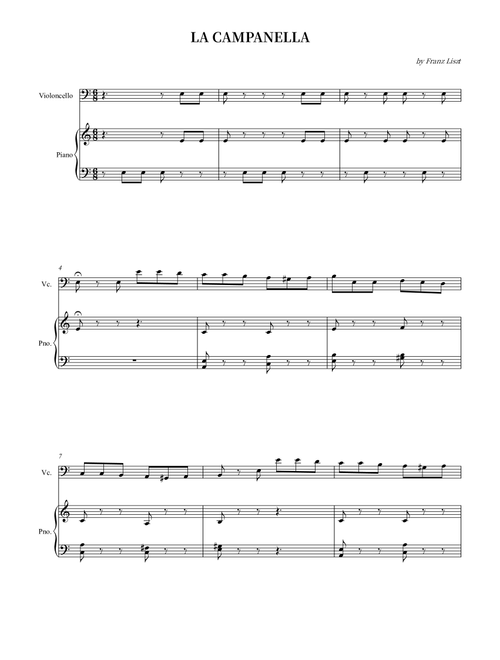 LA CAMPANELLA (Arr. Wesley S. SIlva) - Franz Liszt (Cello and Piano)