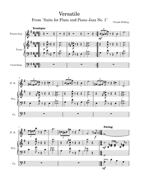 Versatile (from Suite for Flute and Piano Jazz No. 1) - Claude Bolling