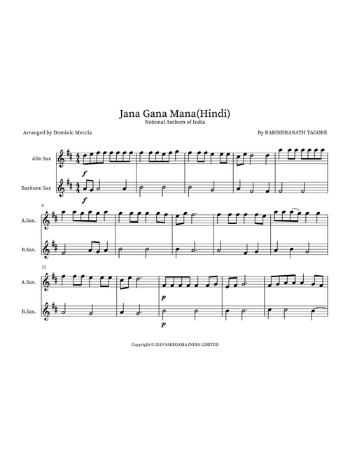 Jana Gana Mana(Hindi) (Arr. Dominic Meccia) - Rabindranath Tagore (Instrumental Duet)