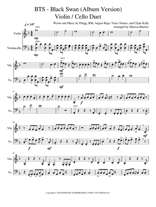 Black Swan (Arr. Marissa Buelow) - BTS (Instrumental Duet)
