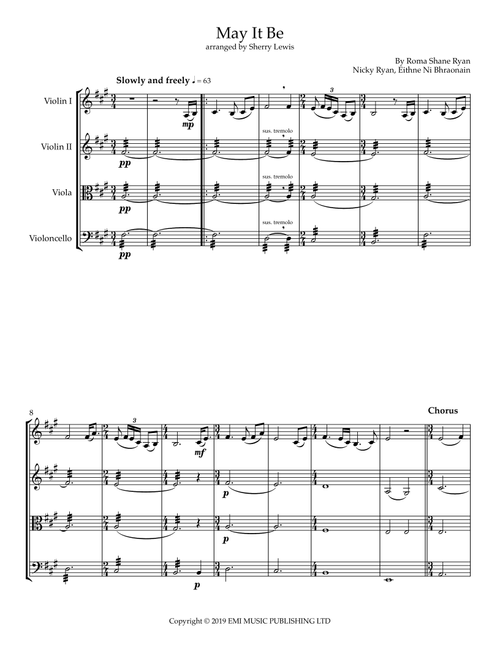 May It Be (Chantage Version) (Arr. Sherry Lewis) (String Quartet)