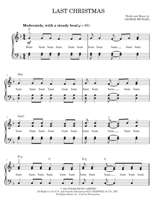 Last Christmas - Glee Cast, Wham! (Easy Piano)