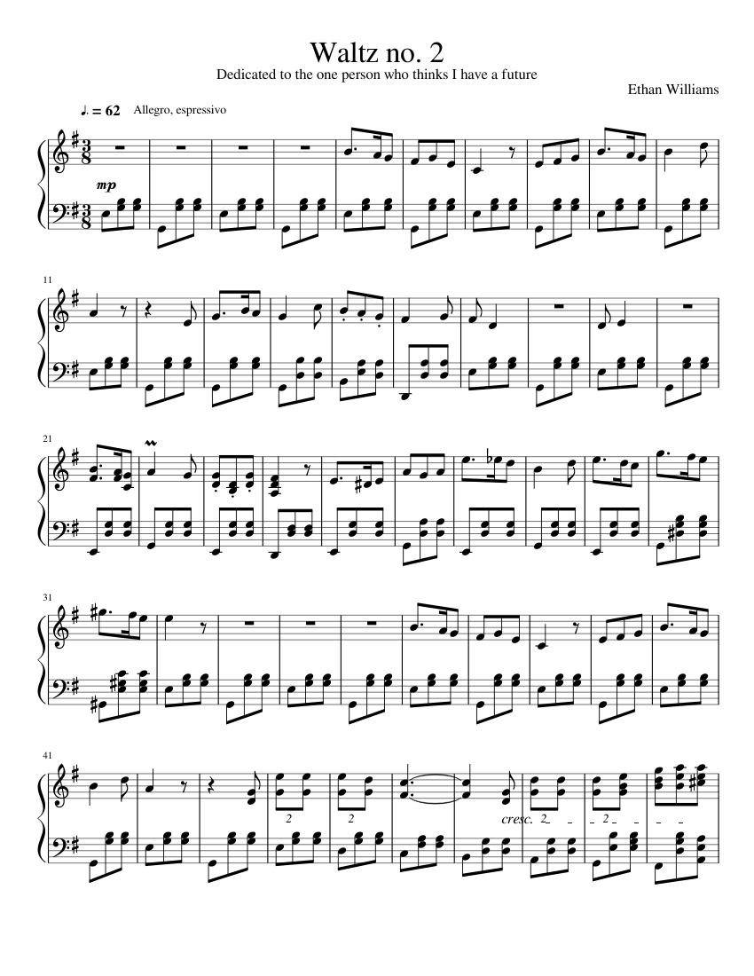 Waltz No 2 - Ethan Williams Sheet Music for Piano (Solo