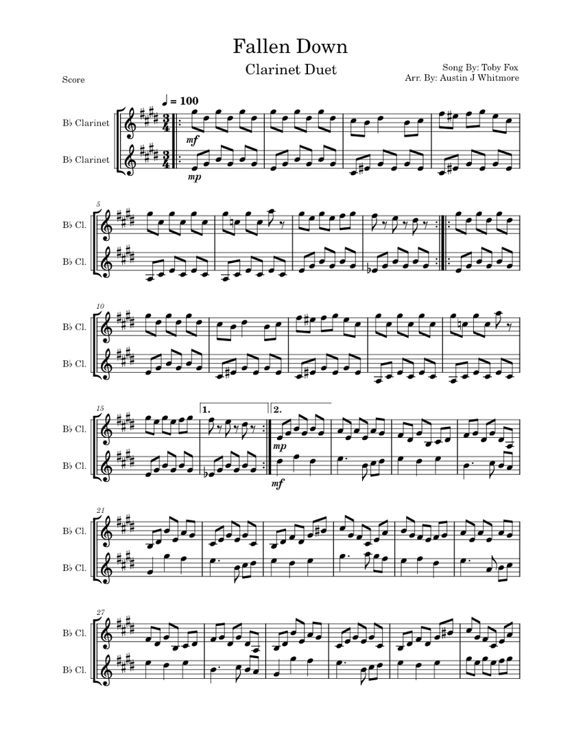 Fallen Down (Reprise) Toby Fox Fallen Down Sheet music for
