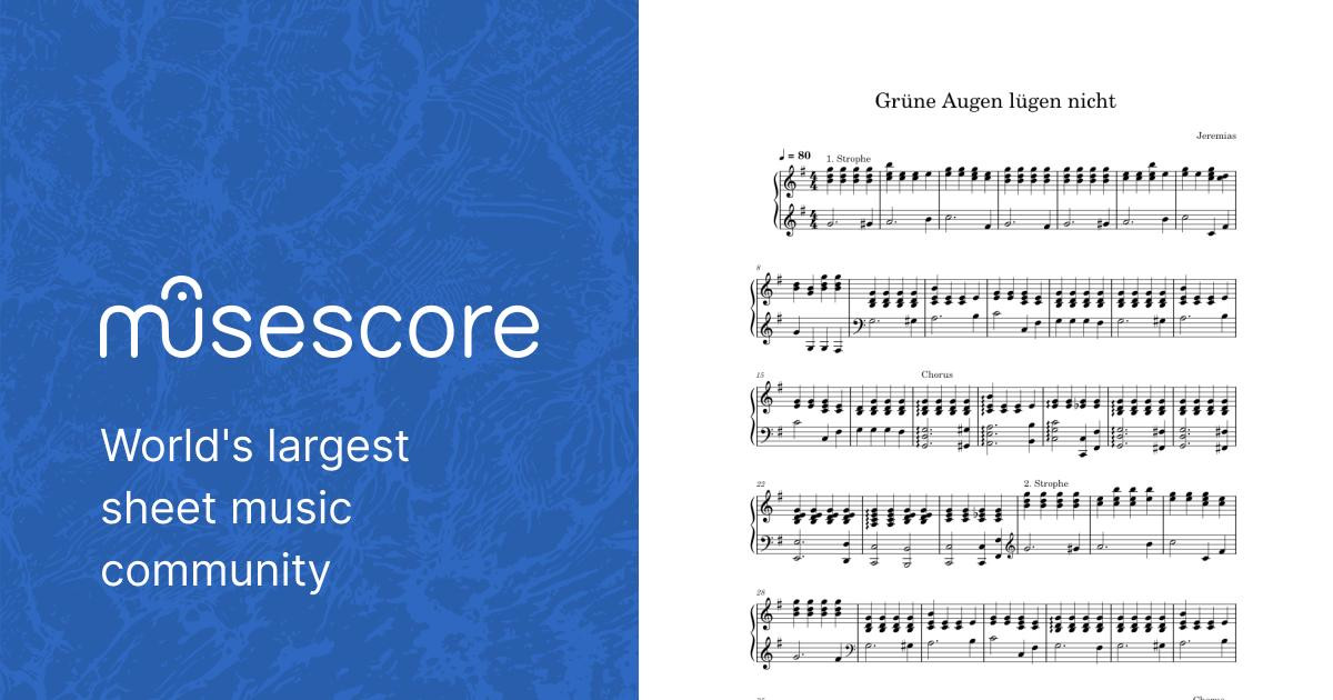 Grüne Augen lügen nicht Jeremias Sheet music for Piano (Solo