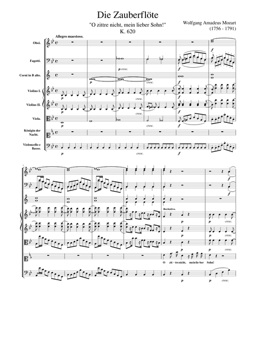 Mozart: "O zittre nicht, mein lieber Sohn", Aria No. 4 (Die Zauberflöte)