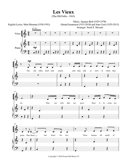 Les Vieux (Arr. Scott S. Stewart) - Jacques Brel, Gerard Jouannest, Jean Corti (Piano Vocal)