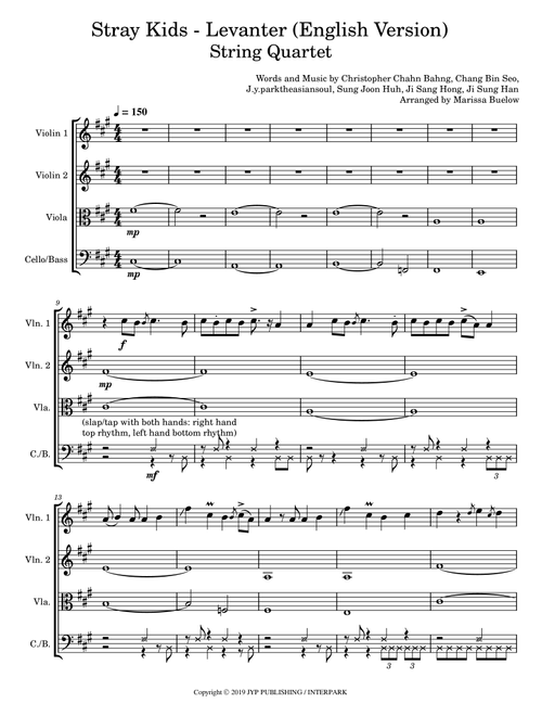 Ba Ram (Levanter) (Arr. Marissa Buelow) - Stray Kids (String Quartet)