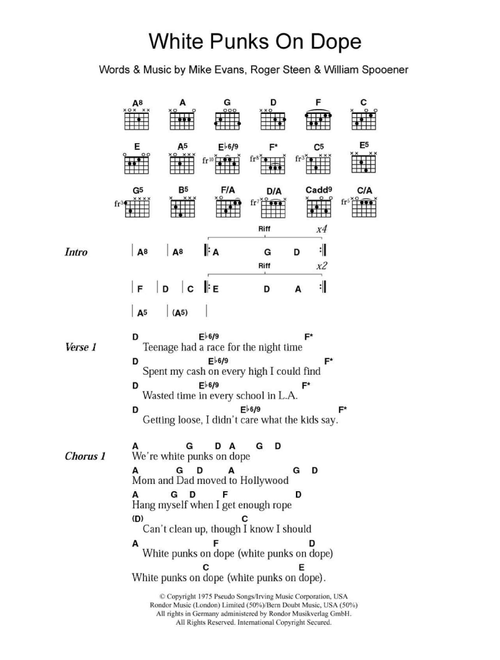 White Punks On Dope - The Tubes (Guitar Chords-Lyrics)