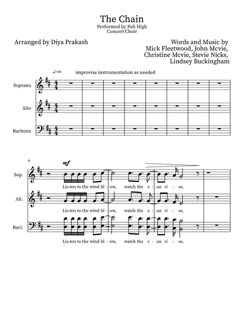 The Chain (Arr. Diya Prakash) - Fleetwood Mac (Choral, SAB)