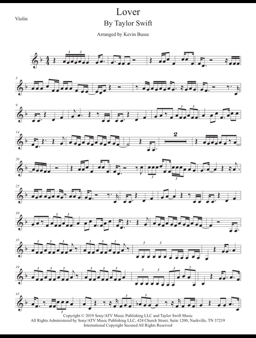 Lover (Arr. Kevin Busse) - Taylor Swift (Violin Solo)